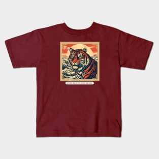 Tiger, Wave, Sun Japanese Art Kids T-Shirt